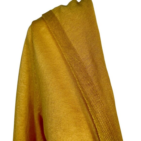 Cynthia Rowley Linen Hooded Longline Cardigan Yellow Gold Tab Sleeve Small - Picture 7 of 12